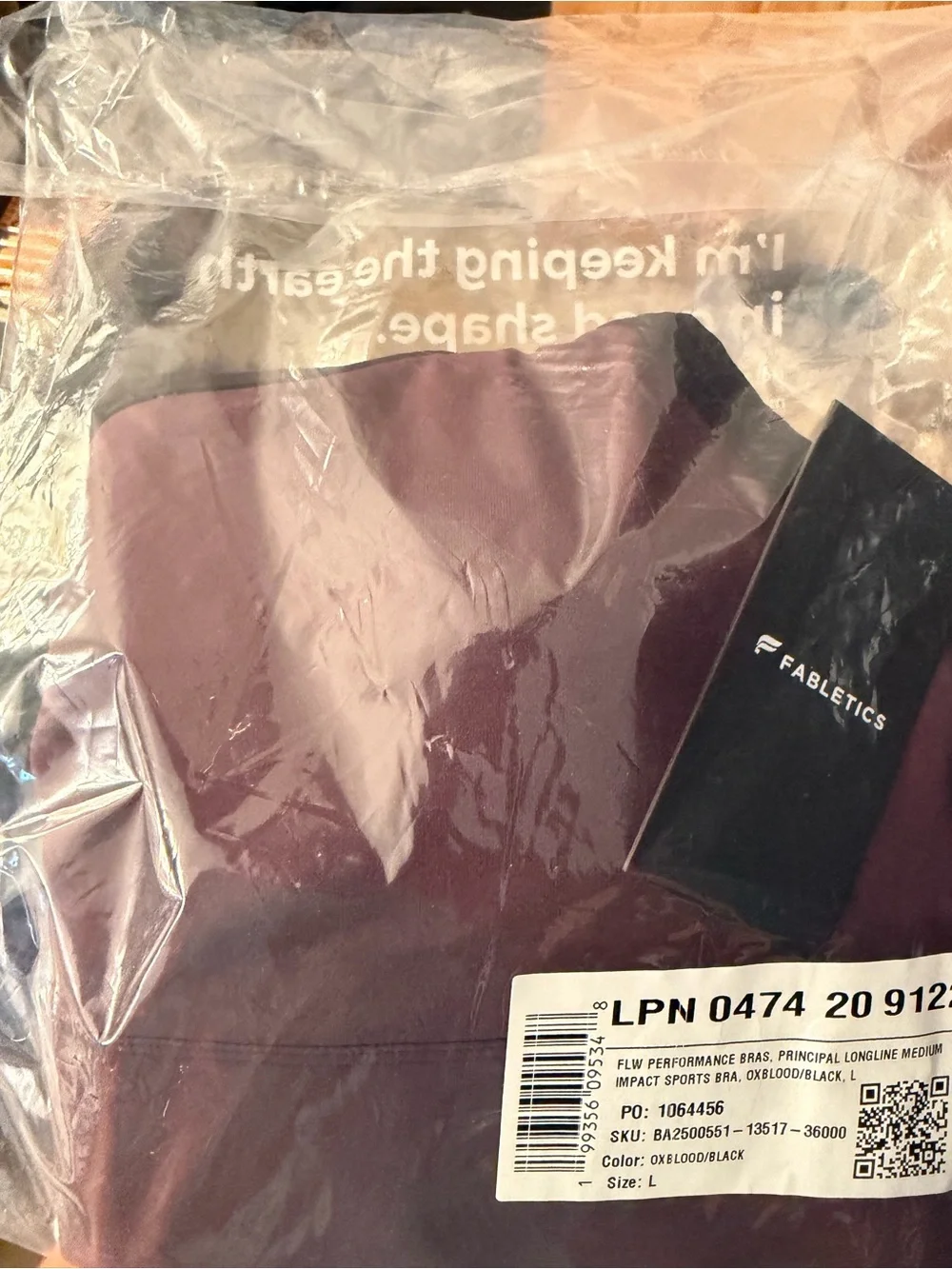 Fabletics Principal Longline Medium Impact Sports Bra L in Oxblood/ Black